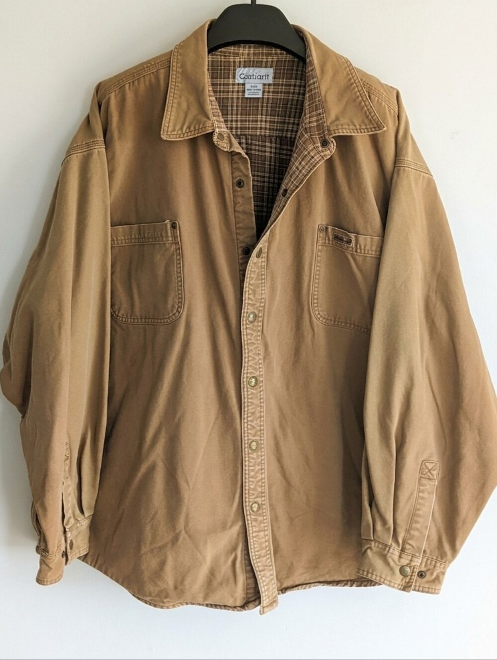 Carhartt Vintage Snap Blanket Plaid Lined Canvas Jacket 3XL Oversized Workwear